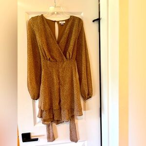 🤎 Japana Chic Brown Long Sleeve Romper – Wrap Front & Elegant Fit (Size L)
